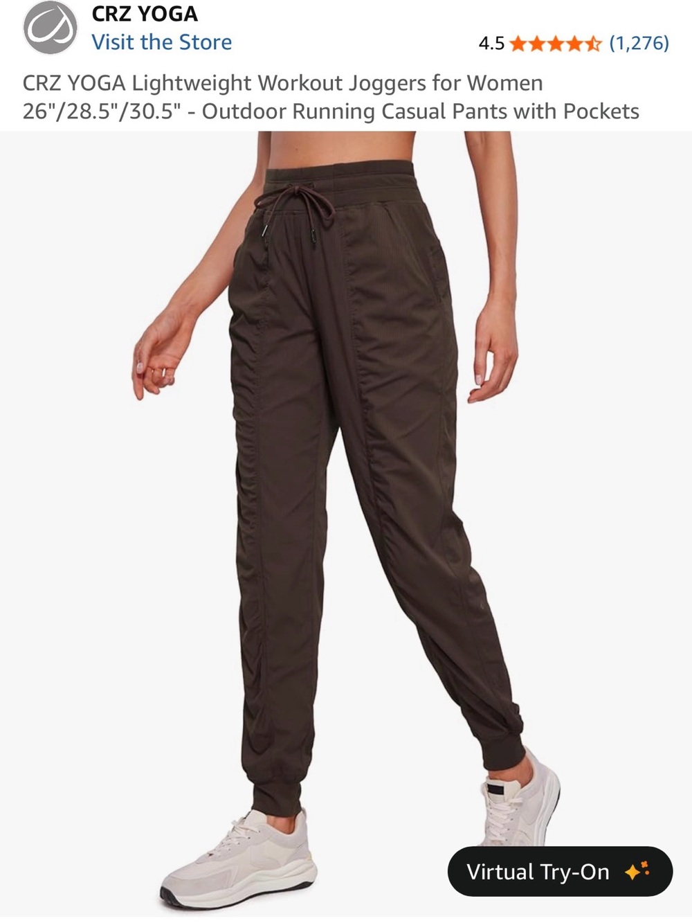 CRZ YOGA Women's Lightweight Jogger Pants — Dark Brown